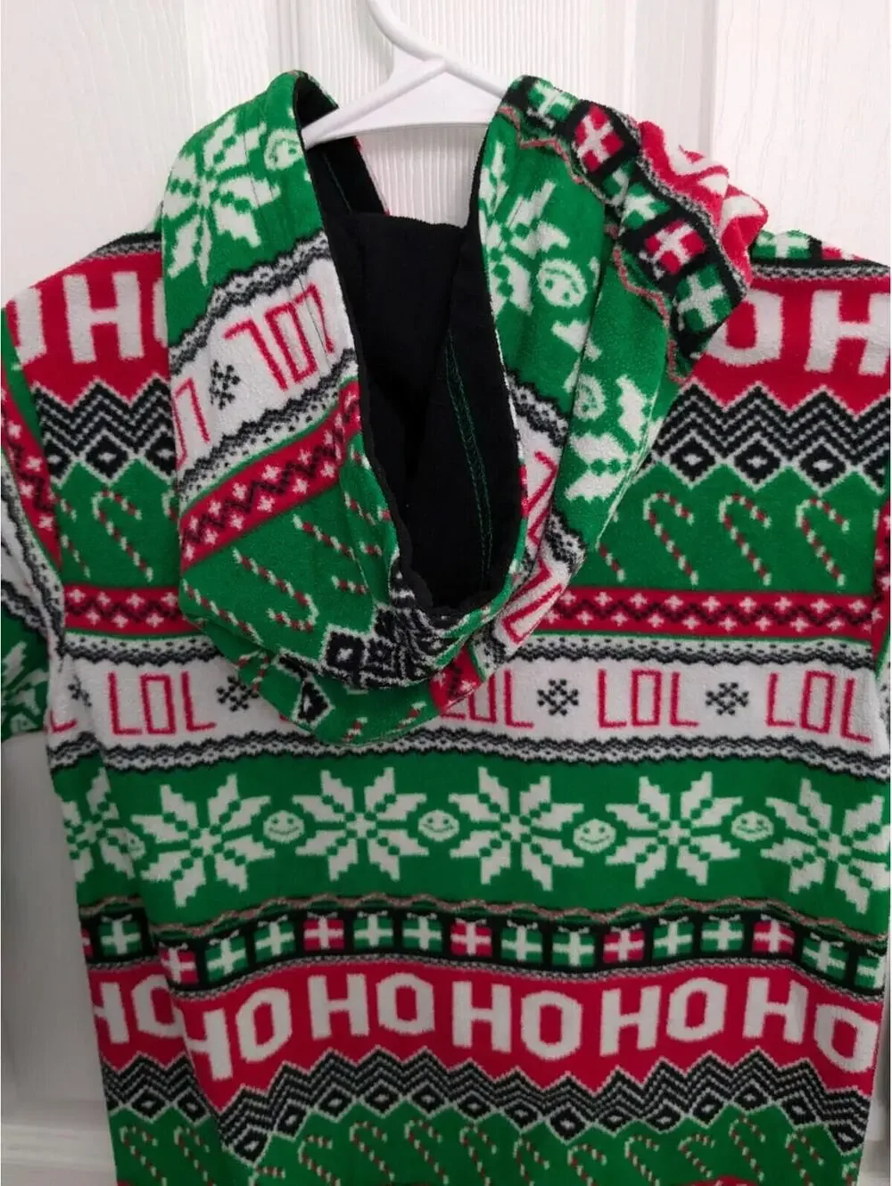 Children's Place Christmas One Piece Pajamas, Size 5/6, Hooded Holiday Romper